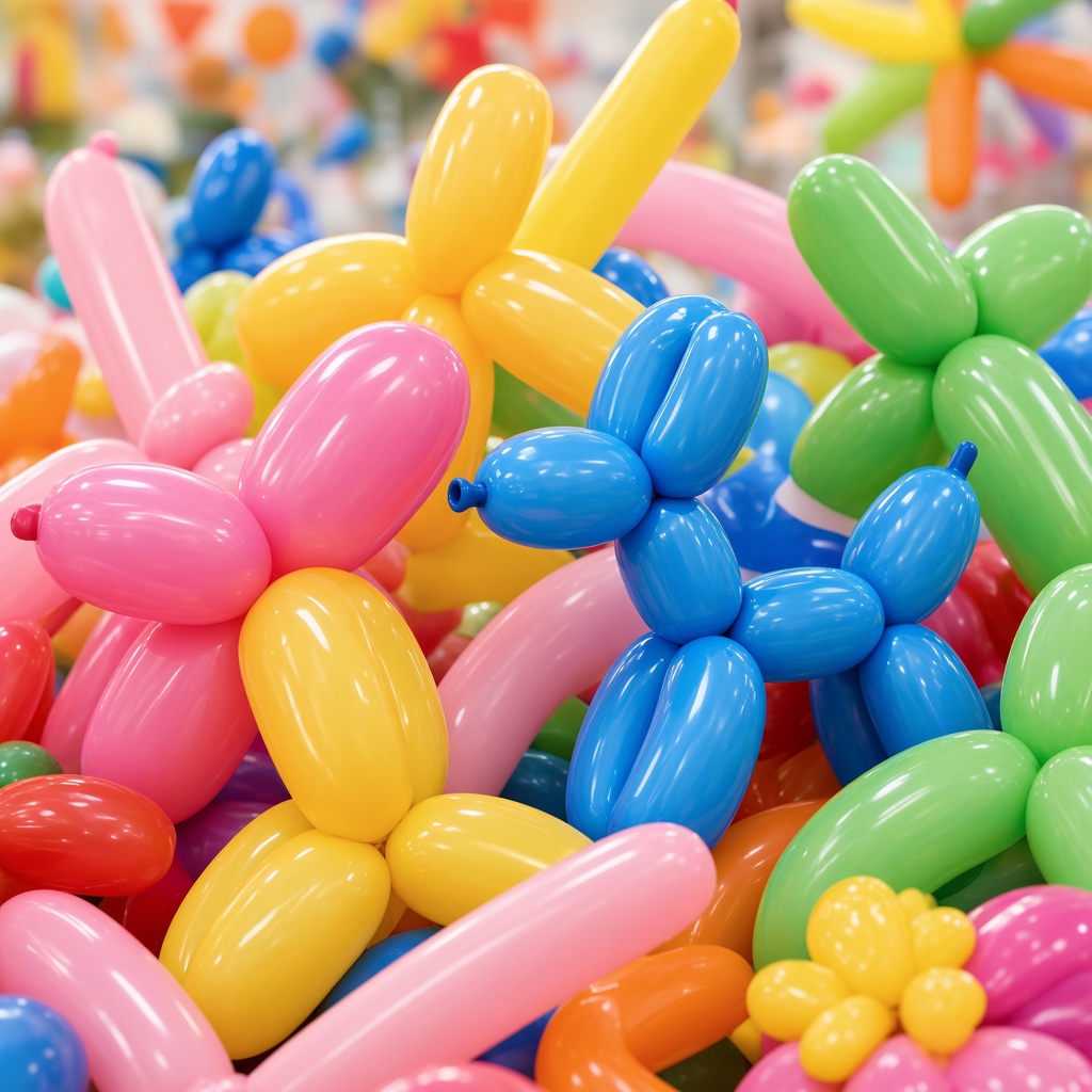 Colorful balloon animal sculptures
